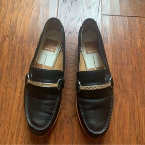 🌈 Dolce Vita Black Leather Loafers Croc Embossed Detail | Size 7.5